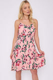 8Pcs Pink Floral Print Cheesecloth Strap Mini Dress