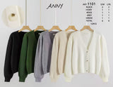 12Pcs Soft Knit V-Neck Button Cardigan-1101