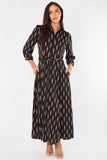 8Pcs Tan Chevron Print Maxi Shirt Dress