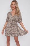 8Pcs Leopard Print Wrapped Mini Dress