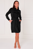 8pcs Black Silky Plain Mini Shirt Dress