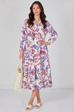 8Pcs Boho Bloom Printed Smock Midaxi Dress