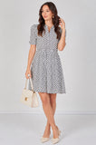 8Pcs Ivory Black Polka Dot Tea Dress