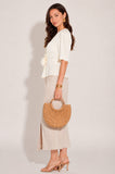 8Pcs Ivory Satin Tie Front Short Sleeve Top