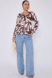 8Pcs Grey Abstract Print Gold Foil Dotted Blouse