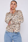 8Pcs White Aztec Print Gold Foil Dotted Blouse