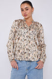 8Pcs White Aztec Print Gold Foil Dotted Blouse