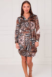 8pcs Urban Jungle Patchwork Print Mini Shirt Dress
