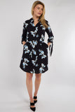 8Pcs Blue Leaf Print Half Sleeve Mini Shirt Dress