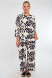 6Pcs Cream and Navy Bold Floral Print Co-Ord Set