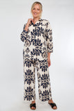 6Pcs Cream and Navy Bold Floral Print Co-Ord Set