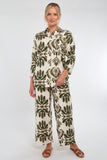 6Pcs Cream and Olive Bold Floral Print Co-Ord Set
