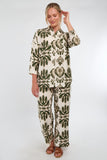 6Pcs Cream and Olive Bold Floral Print Co-Ord Set