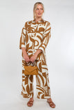 6Pcs Brown and Cream Abstract Geo Print Co-Ord Set