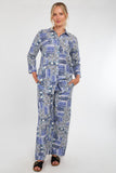 6Pcs Blue Patchwork Print Co-Ord Set