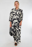 6Pcs Black and Cream Abstract Geo Print Co-Ord Set