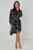 8Pcs Mono Geometric Maze Print Mini Shirt Dress