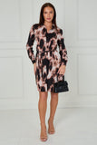 8Pcs Black and Blush Abstract Tie Dye Print Mini Shirt Dress