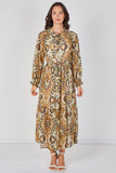 8Pcs Tan Paisley Chiffon Belted Maxi Dress