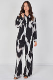 6Pcs Black and Grey Abstract Print Co-ord Set