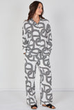 6Pcs White and Black Geo Print Shirt and Trouser Co-ord Set