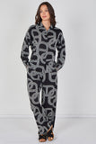 6Pcs Black and White Geo Print Shirt and Trouser Co-ord Set