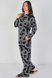 6Pcs Black and White Geo Print Shirt and Trouser Co-ord Set