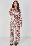 6Pcs Cream and Chocolate Geo Print Co-ord Set