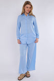 8Pcs Baby Blue Satin Co-ord Shirt and Trousers Set