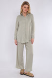 8Pcs Dusty Mint Satin Co-ord Shirt and Trousers Set