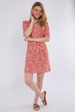 6Pcs Coral Floral Print Knotted Mini Dress