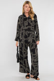 8Pcs Black Geometric Maze Print Co-ord Shirt and Trousers Set