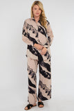 8Pcs Beige Abstract Brushstroke Print Co-ord Shirt and Trousers Set