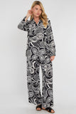 8Pcs Mono Paisley Floral Print Co-ord Shirt and Trousers Set