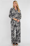 8Pcs Mono Paisley Floral Print Co-ord Shirt and Trousers Set