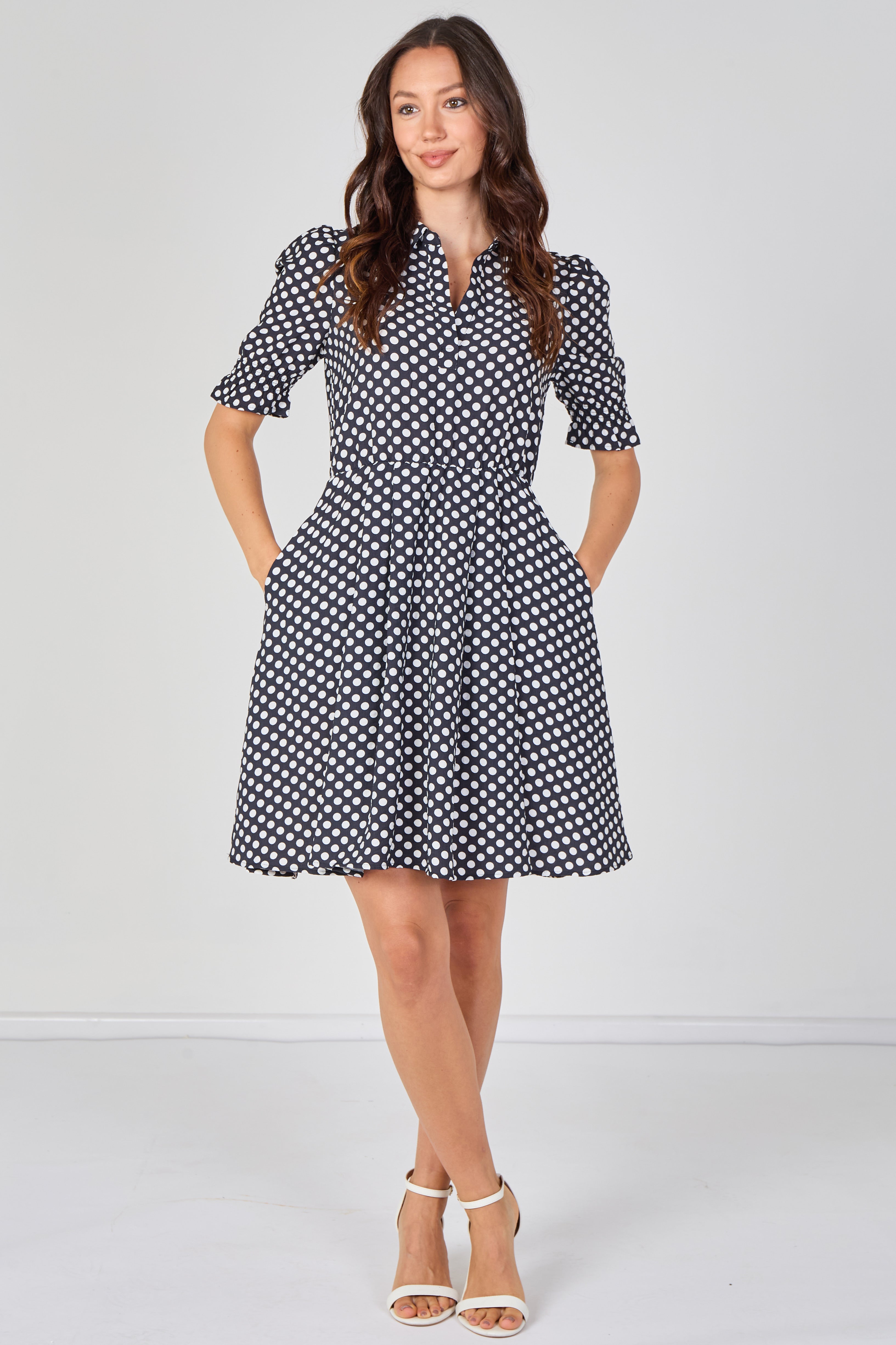 8Pcs Black White Polka Dot Tea Dress