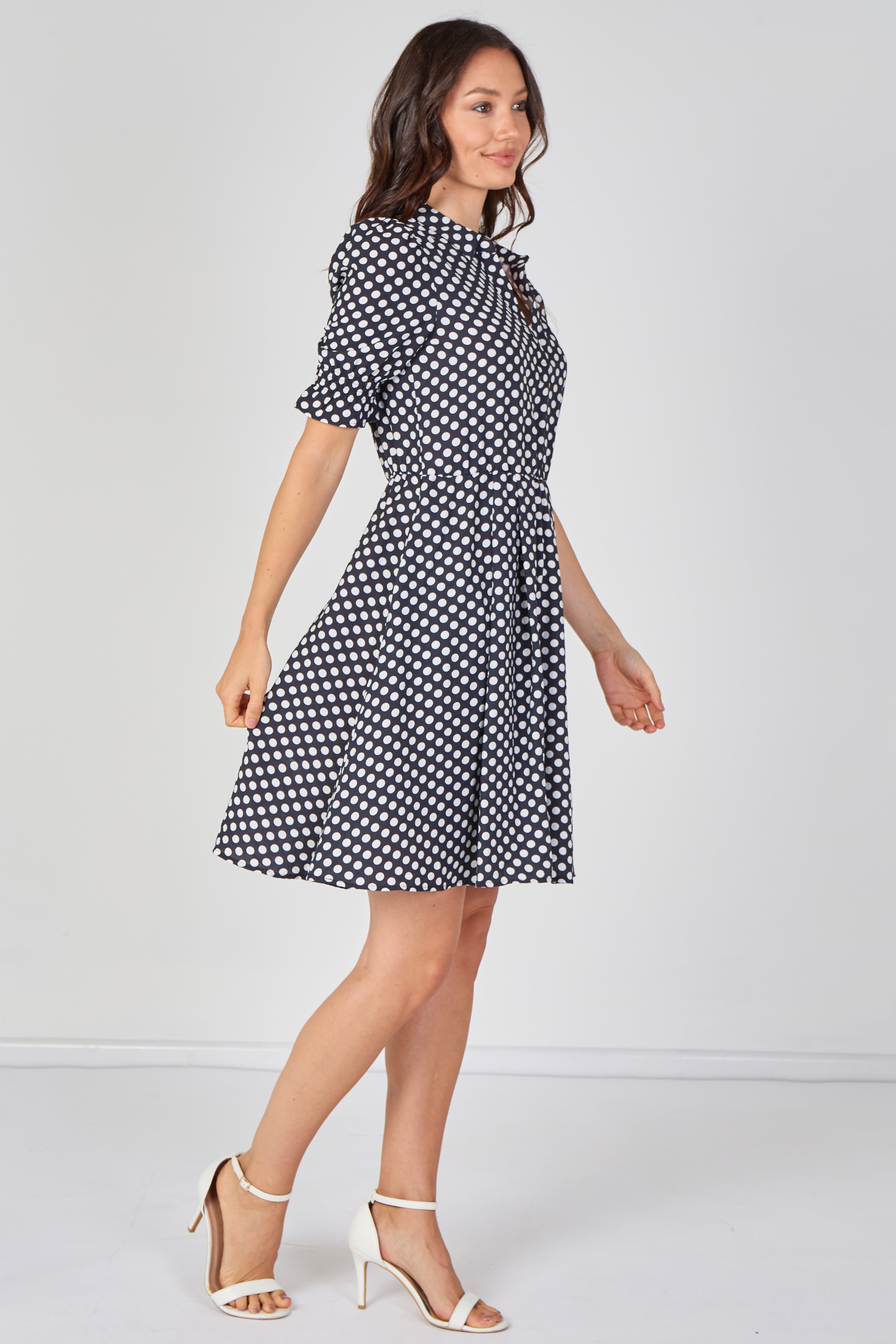 8Pcs Black White Polka Dot Tea Dress