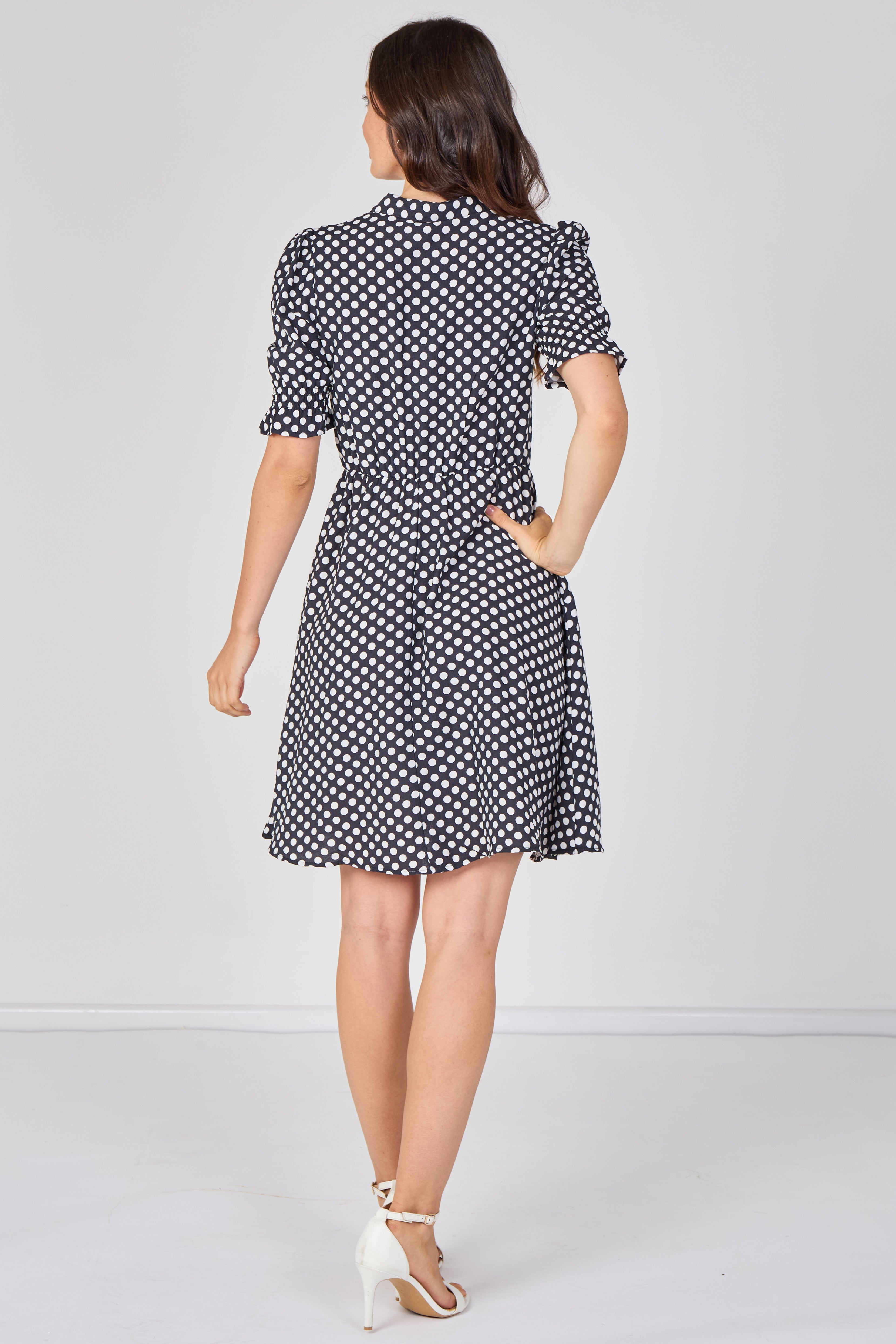 8Pcs Black White Polka Dot Tea Dress