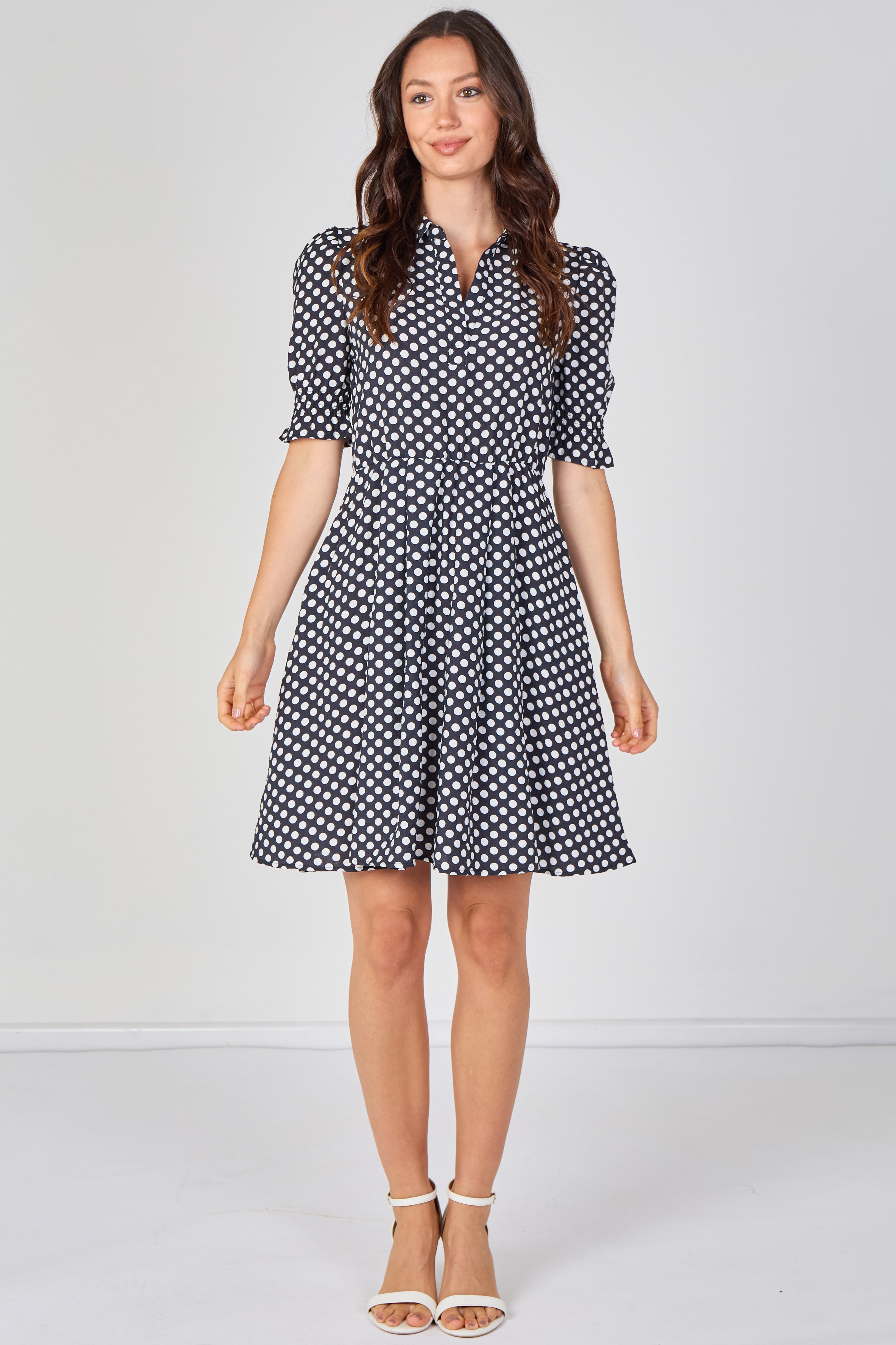 8Pcs Black White Polka Dot Tea Dress