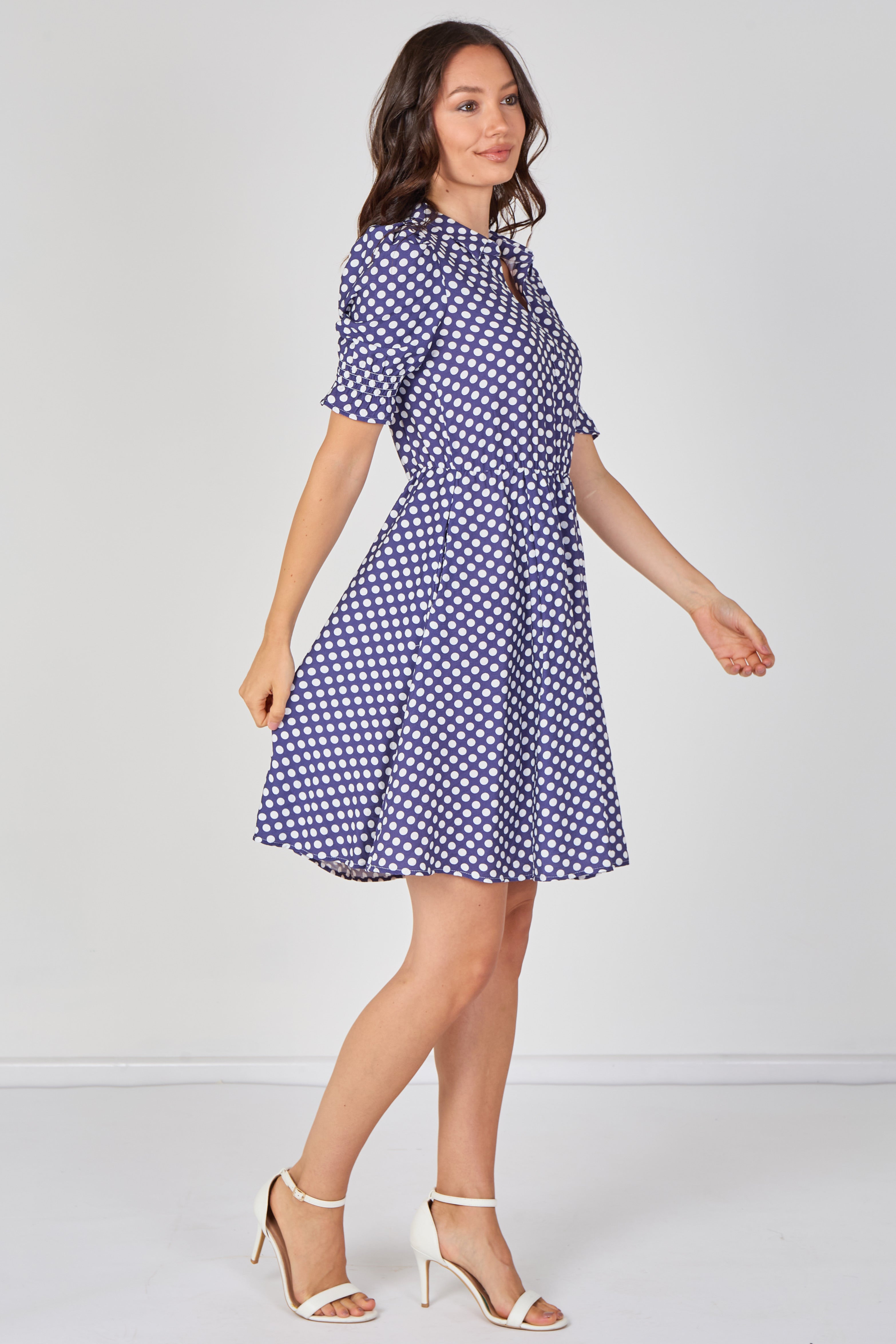 8Pcs Bluebell Polka Dot Tea Dress