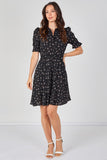 8Pcs Black Ditsy Floral Tea Dress