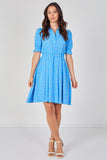8Pcs Sky Blue Ditsy Floral Tea Dress