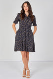 8Pcs Navy Ditsy Floral Tea Dress