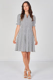 8Pcs Ivory Black Polka Dot Tea Dress
