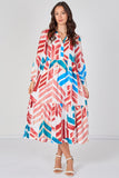 8Pcs Santorini Geo Print Smock Midaxi Dress