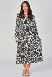 8Pcs Monochrome Bloom Smock Midaxi Dress