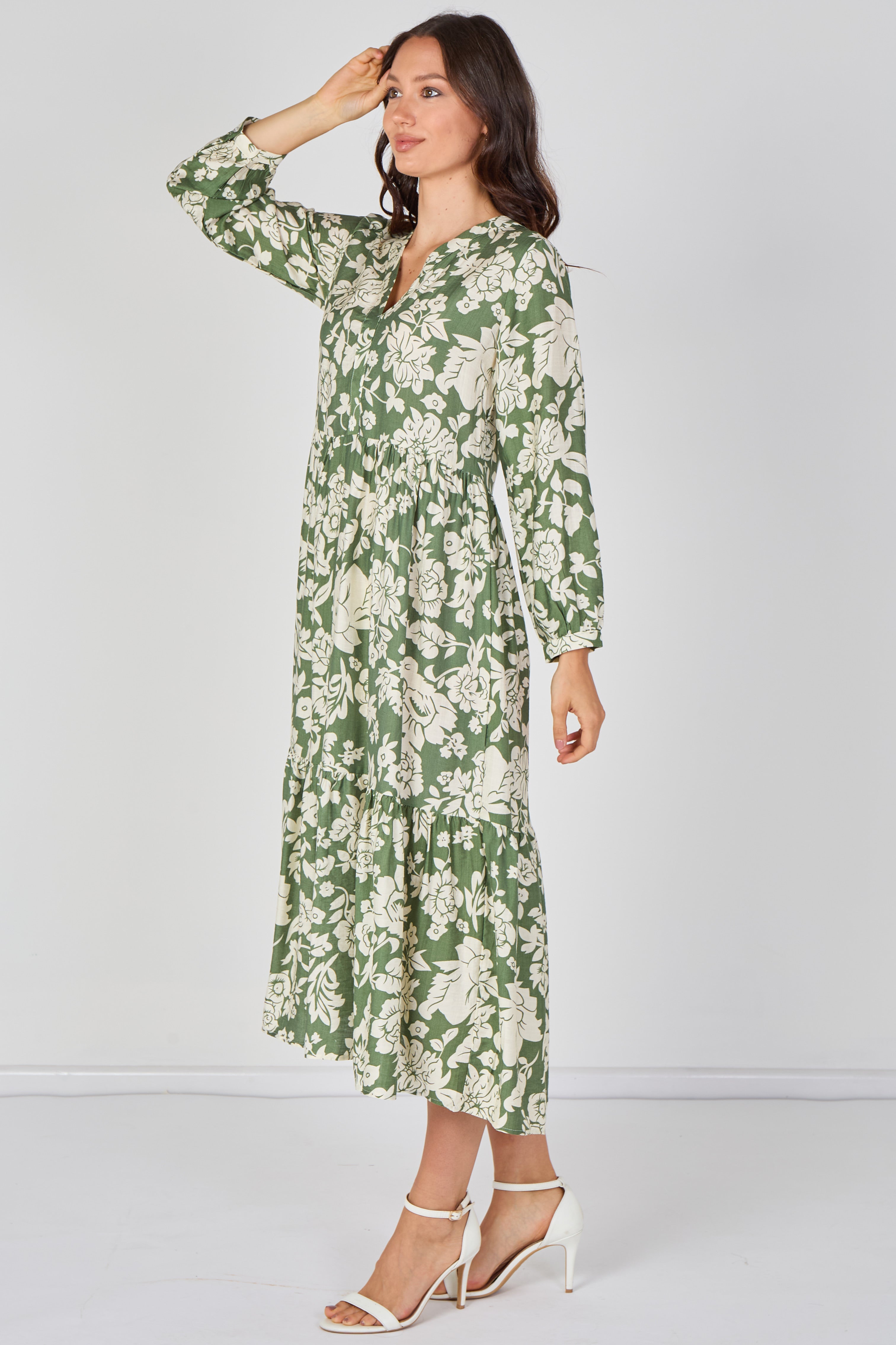 8Pcs Sage Bloom Smock Midaxi Dress