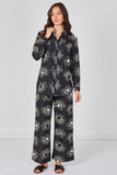 8Pcs Black Sun Print Shirt and Trouser Co-Ord Set