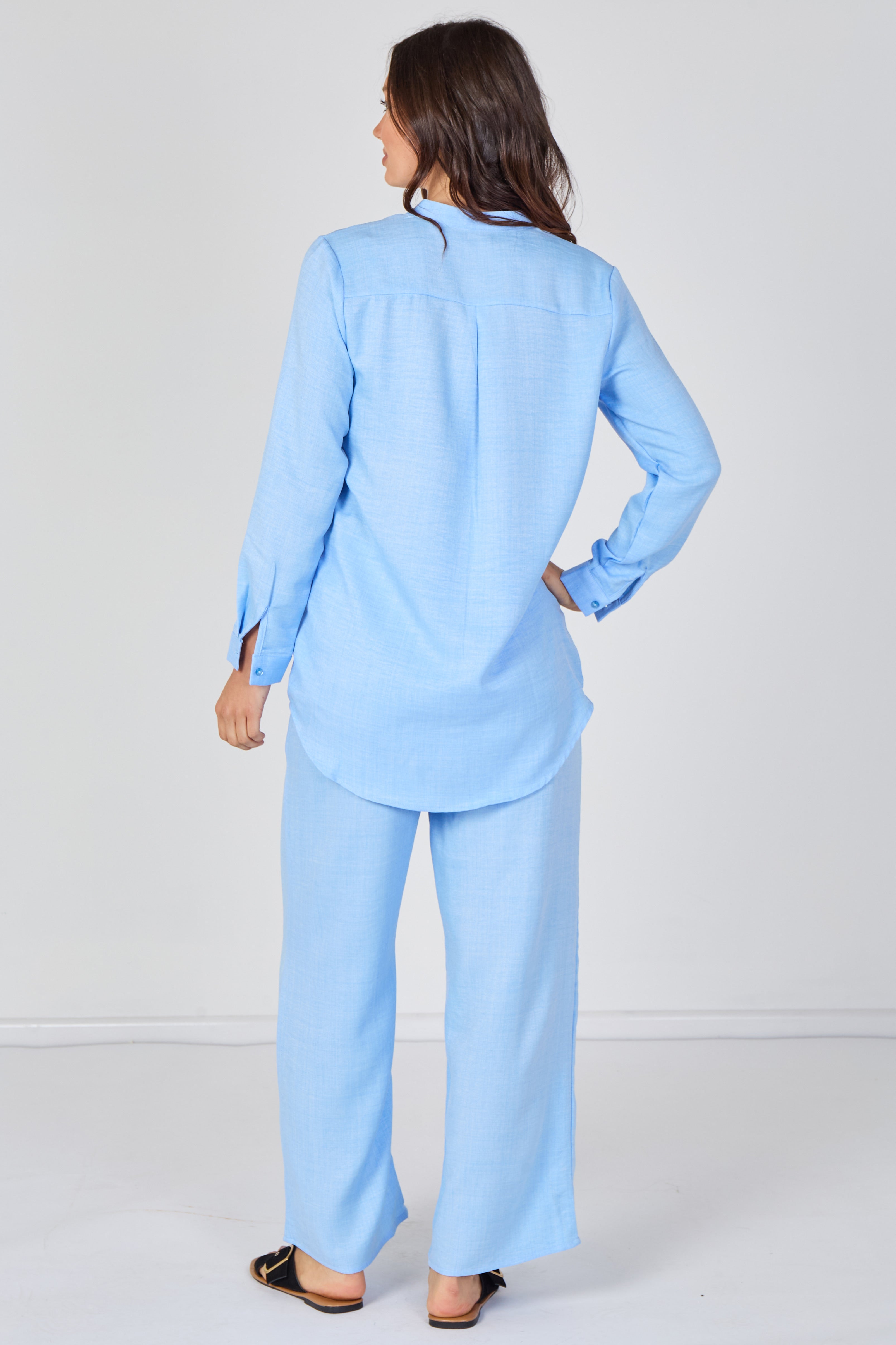 8Pcs Sky Blue Shirt and Trouser Co-Ord Set