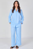 8Pcs Sky Blue Shirt and Trouser Co-Ord Set